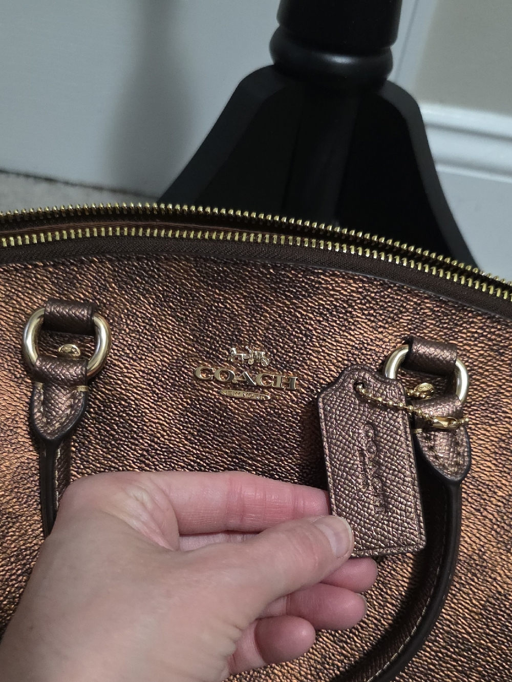 Coach Sadie Satchel Crossbody Bag in Metallic Signature Coated Canvas - Picture 6 of 16